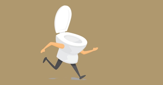 Illustration of a toilet actually running